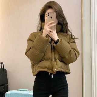  Áo khoác phao nữ kẻ nâu tây siêu ấm hottrend hàng dày dặn 2 lớp dáng croptop  CÓ BIG SIZE  HMBOUTI SP62 