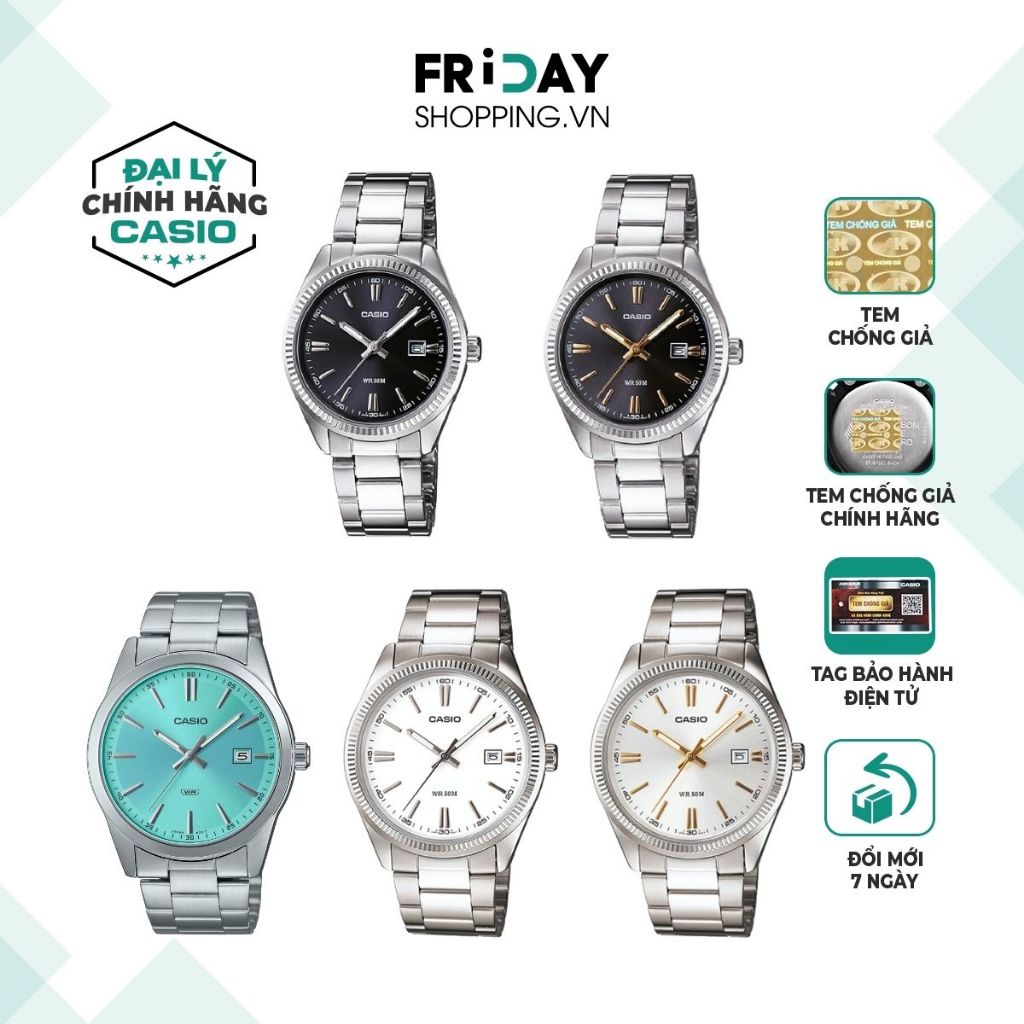 Đồng Hồ Nam Casio MTP-1302D Mặt Tròn Dây Kim Loại Chính Hãng Chống Nước 5 ATM