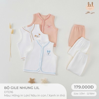 Bộ gile nhung dành cho bé Lil Little Love size từ 1/3m đến 12-18m (DTD16)