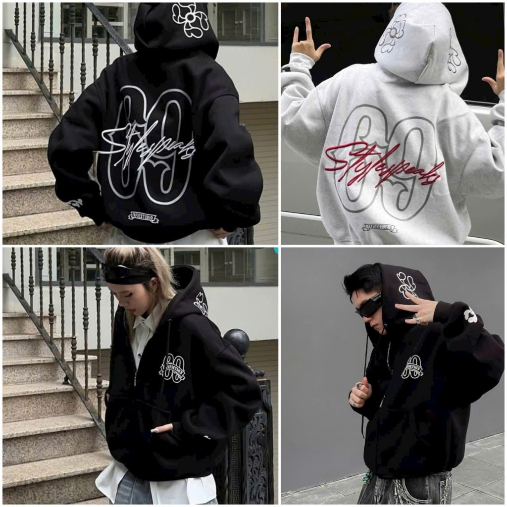 Áo Khoác Nam Nữ Vải Nỉ Chất Lượng Tốt logo in nổi Số 69 Tay Phồng Dài Hoodie Zip Unisex Top áo chống