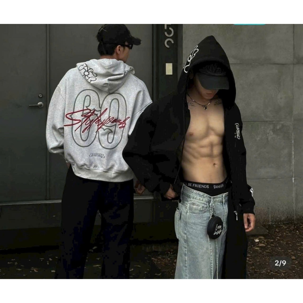 Áo Khoác Nam Nữ Số 69 Vải Nỉ Chất Lượng Tốt logo in nổi Tay Phồng Dài Hoodie Zip Unisex Top chống nắ