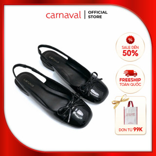 Giày Sục Nữ Da Bóng Đính Nơ Carnaval Siêu Xinh Kèm Quai Chun Co Giãn, Dễ Đi - VS135