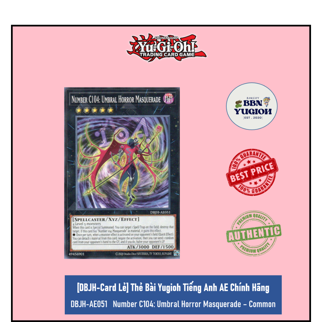 Thẻ Bài Yugioh Tiếng Anh AE Chính Hãng: DBJH-AE051Number C104: Umbral Horror Masquerade - Common