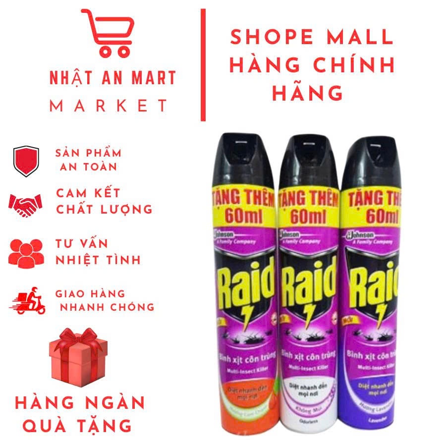 Bình xịt côn trùng, xịt chuyên muỗi Raid chai 600ml