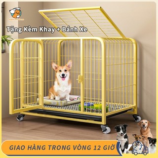  🐕Happy Pets Home🐈Chuồng Chó Lồng Chó Nan Ống Cao Cấp Có Bánh Xe-Chuồng Lồng Nuôi Chó Lớn Sơn Tĩnh Điện 