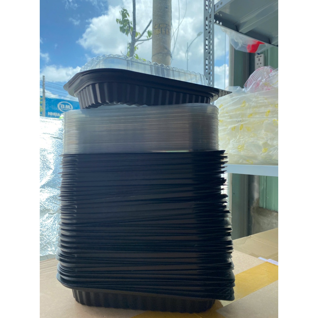 50 Hộp Nhựa HT17, Hộp Nhựa dùng 1 lần, Hộp Nhựa HT17 ĐẾ ĐEN