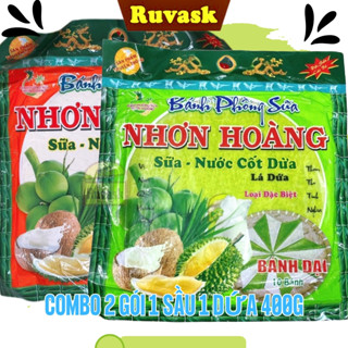 Combo 2 Gói Bánh Phồng Sữa Nhơn Hoàng MIX Vị -Bánh Phồng Sữa Dừa Sầu Riêng Lá Dứa Thơm Ngon - Bánh Tráng Sữa Ruvask