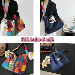 [Sẵn + Hỏa tốc] Naii.order | Túi tote vải bò 2 mặt boho vintage đeo chéo thời trang nữ đi học đi làm dạo phố-N264