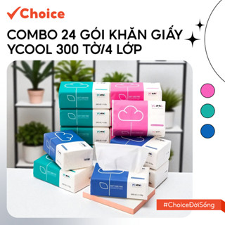 [Choice] Combo 24 Gói khăn giấy rút đa năng Ycool ES-50.3 300 tờ/4 lớp giấy trắng tự nhiên