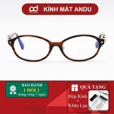 Gọng kính cận thời trang nam nữ ANDU dáng oval dẹp chống tia UV chất liệu nhựa dẻo - 32007