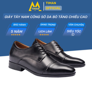 Giày tây nam kiểu lười chất liệu da bò tăng chiều cao công sở trung niên cao cấp BH 5 năm NC09 TIMAN