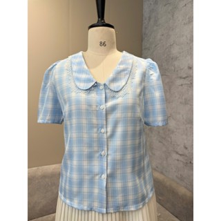  Áo sơ mi caro bigsize nữ LUCY chất liệu cotton hàn phối ren mềm mịn thoáng mát fullsize 50-90kg 