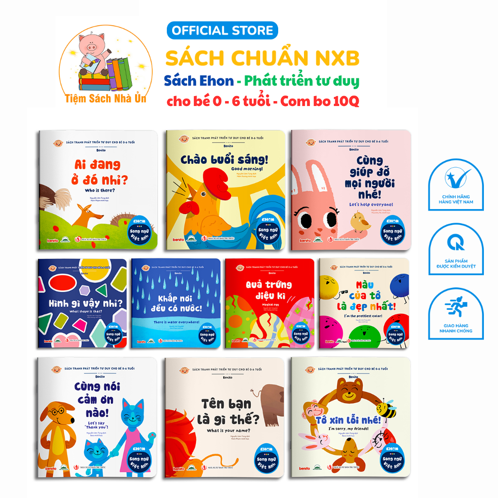 Sách Ehon - Phát Triển Tư Duy Cho Bé 0 - 6 Tuổi - Combo 10 Quyển Sách Song Ngữ Việt - Anh