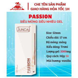  Bao cao su Siêu mỏng JUNCAI Passion 001 HA Ultra Thin siêu nhiều bôi trơn 2000mg gốc nước an toàn size 52mm 