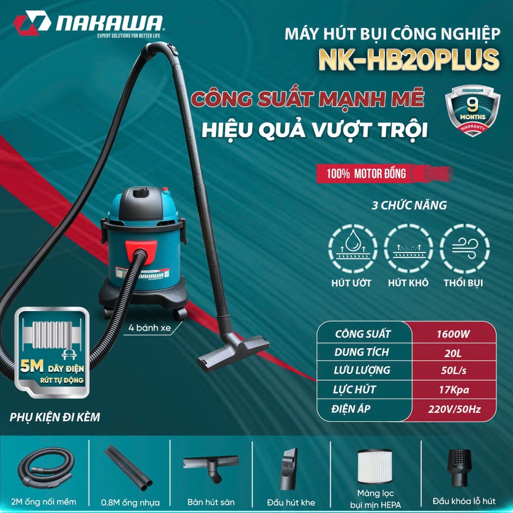 Máy Hút Bụi Công Nghiệp NAKAWA NK-HB15PLUS-HB20PLUS