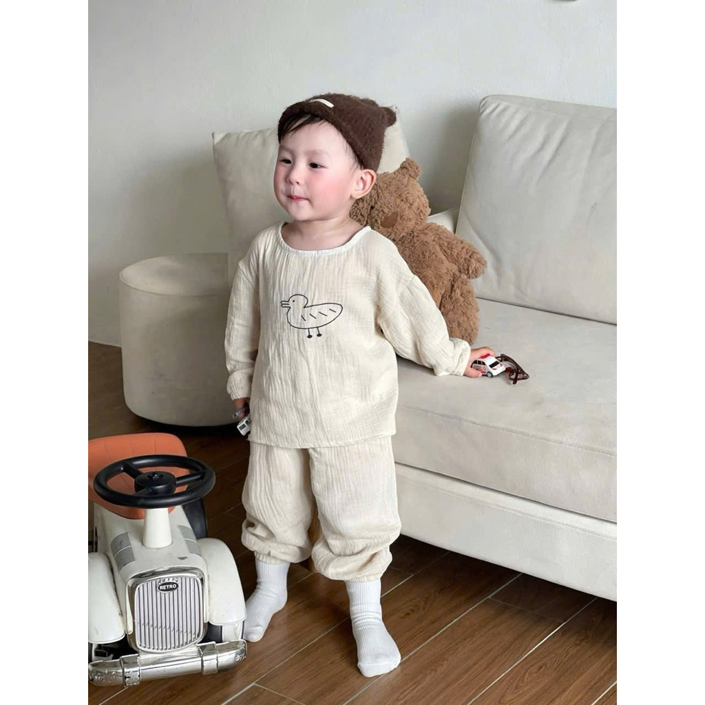 [CAMCAM] Sét bộ quần áo dài tay pijama xô muslin bé trai