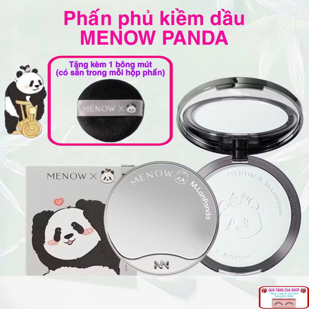 Phấn phủ nén MENOW Menglan Panda kiềm dầu, giữ tone vượt trội 9g/21g
