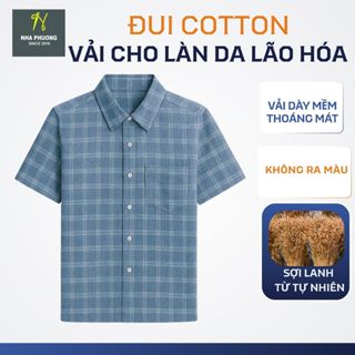  Áo sơ mi nam trung niên ngắn tay vải đũi mềm siêu mát loại áo sơ mi nam ngắn tay ATK12 