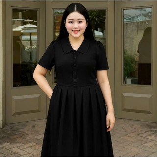  Set đồ nữ bigsize LUCY kèm chân váy ly xòe áo crop nhẹ chất liệu cao cấp thanh lịch màu đen dễ phối đồ fullsize 50-90kg 