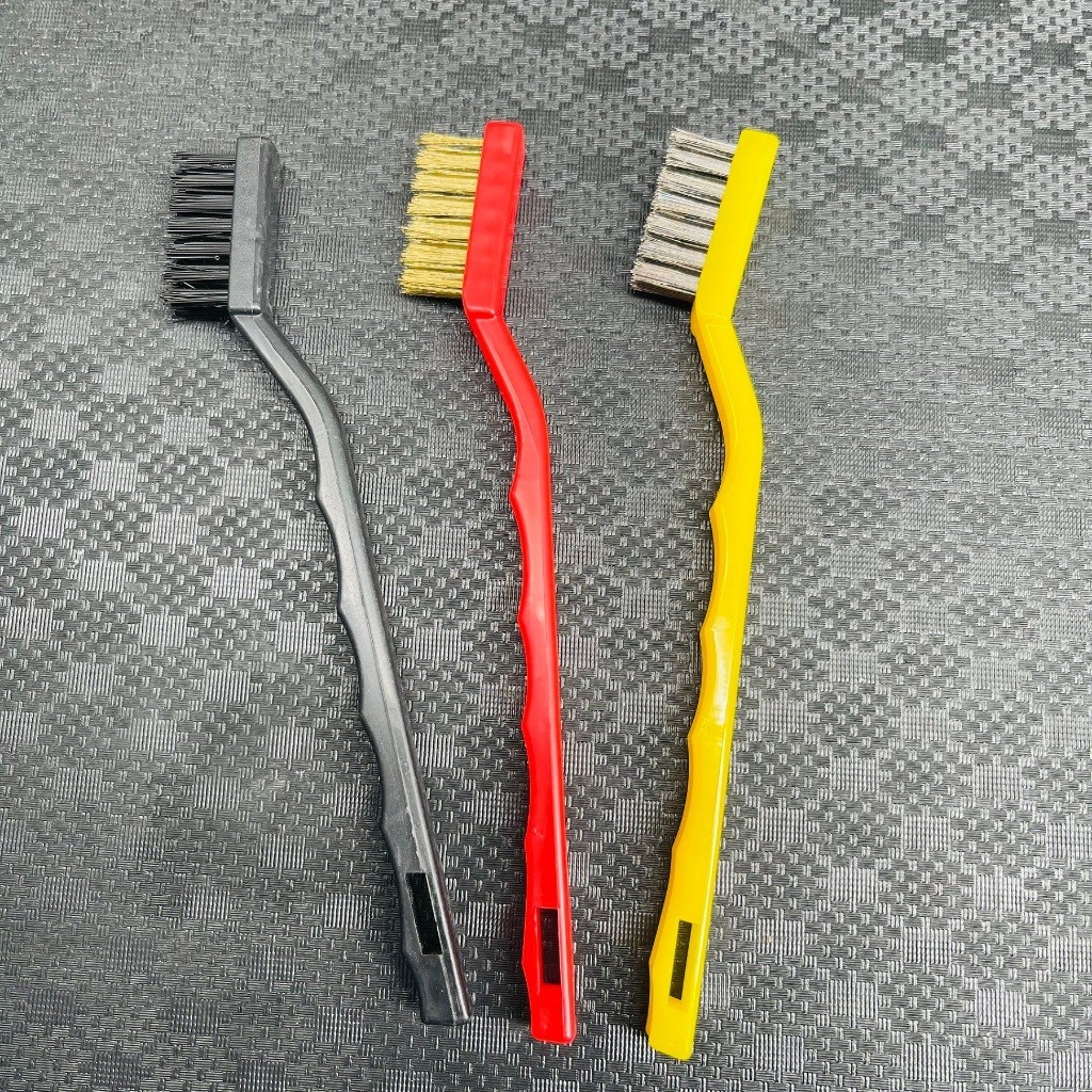 Bộ 3 bàn chải (sắt - cước - đồng) - Phụ kiện rửa lốc máy, đầu bò siêu sạch, chà rỉ sét trên ô tô, xe máy,...