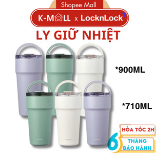 Bình Giữ Nhiệt LocknLock Metro Cafe Top Handle LHC4416 710ml, LHC4419 900ml, Phủ Sứ, Kèm Quai Xách và Ống Hút - K-MALL