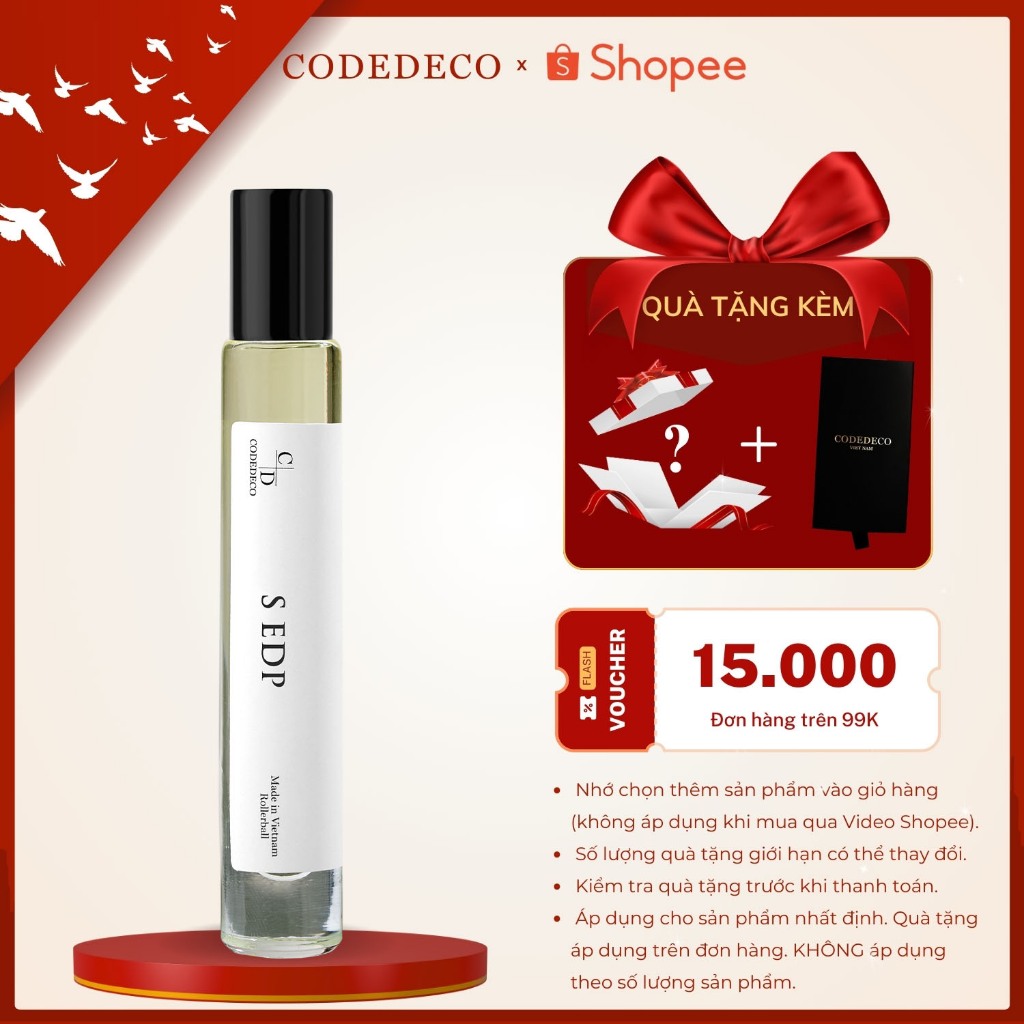 Tinh dầu nước hoa nữ CODEDECO S EDP Cuốn hút, Hấp dẫn, Cá tính 10ml dạng chai lăn