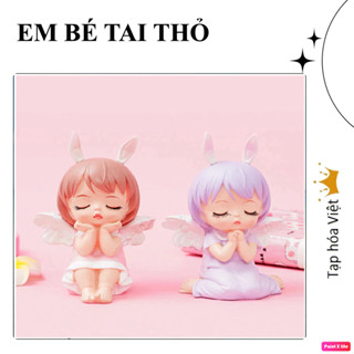 BÉ TAI THỎ trang trí bánh sinh nhật, bé ngủ trang trí bánh kem