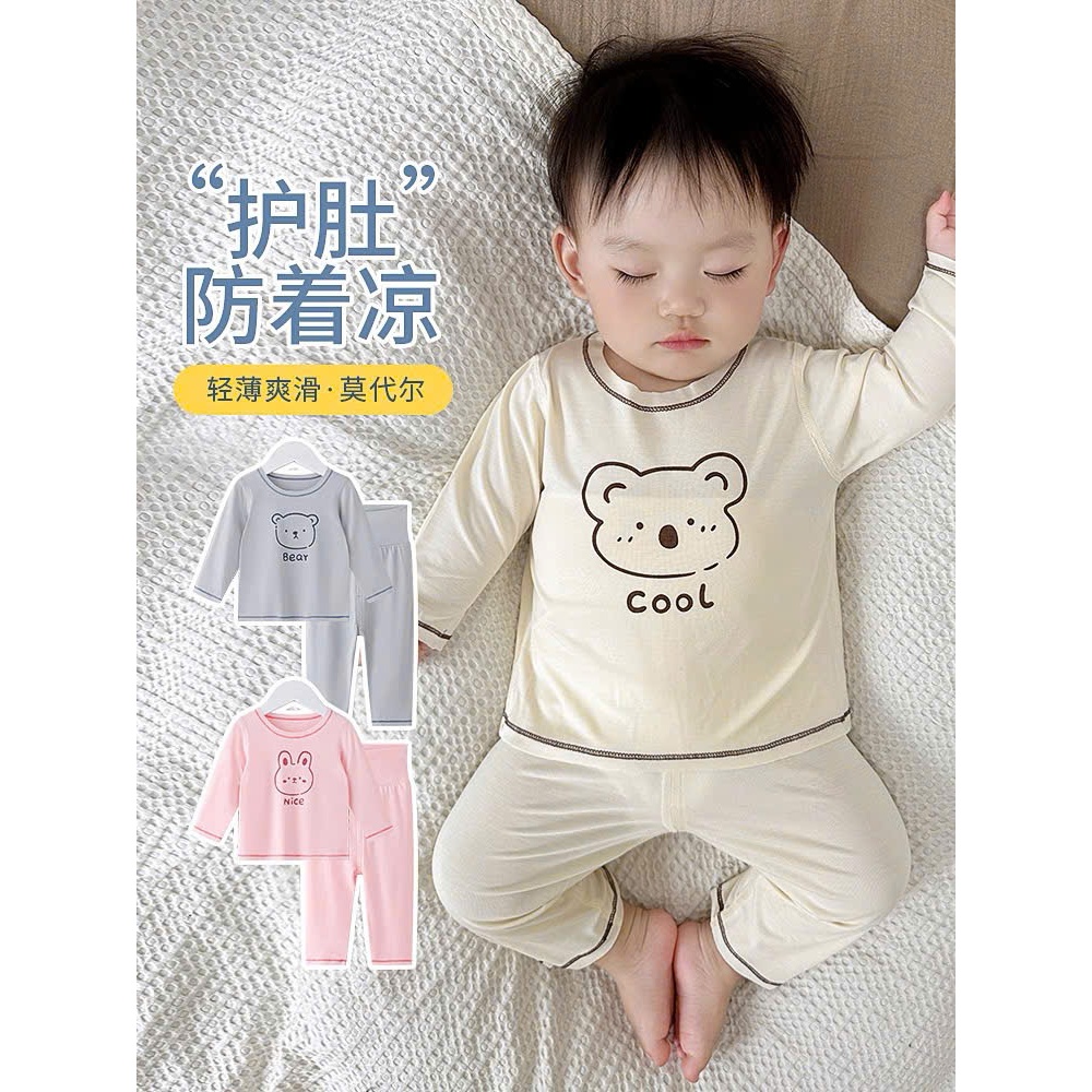 Bộ dài tay thun lạnh cho bé COMIMO BABY, Bộ quần áo dài tay cho bé trai bé gái 5-18kg