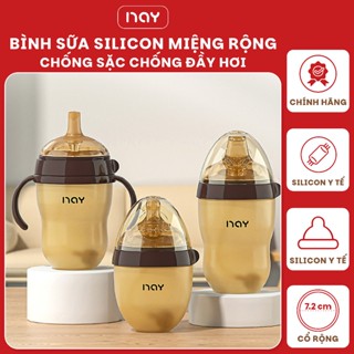 Bình sữa Silicon, bình sữa cho bé NAY Silicon|PPSU cổ rộng núm ti siêu mềm chống sặc chống đầy hơi an toàn cho bé