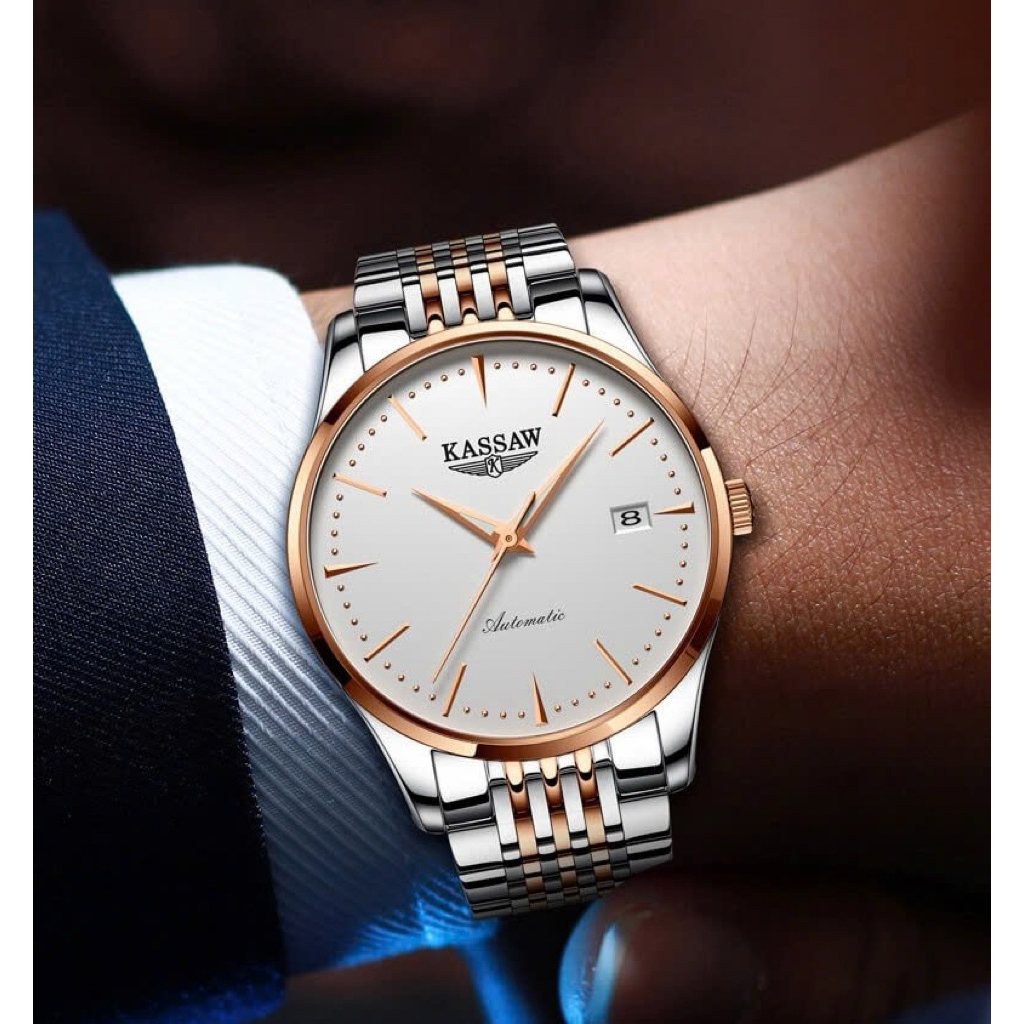 [Chính Hãng 100%] Đồng Hồ Nam Kassaw K961-1 (961) Máy Cơ (Automatic) Kính Sapphiare Siz 39 Thép Khôn