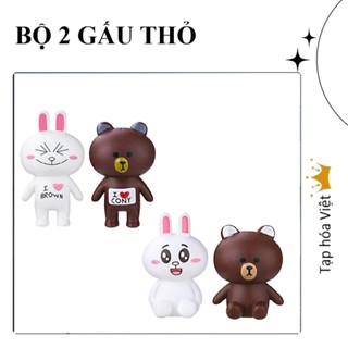 CẶP GẤU THỎ trang trí bánh, phụ kiện trang trí bánh sinh nhật