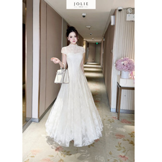  Váy Ren Tiểu Thư Dáng Dài Ngắn Tay Jolie Mặc Dự Tiệc Đám Cưới Đi Bàn Cô Dâu Xinh Sang V1401 