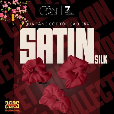 [TẾT 2026] Cột Tóc Gòn Bedding Cao Cấp Lụa Satin Premium Phiên Bản Tết