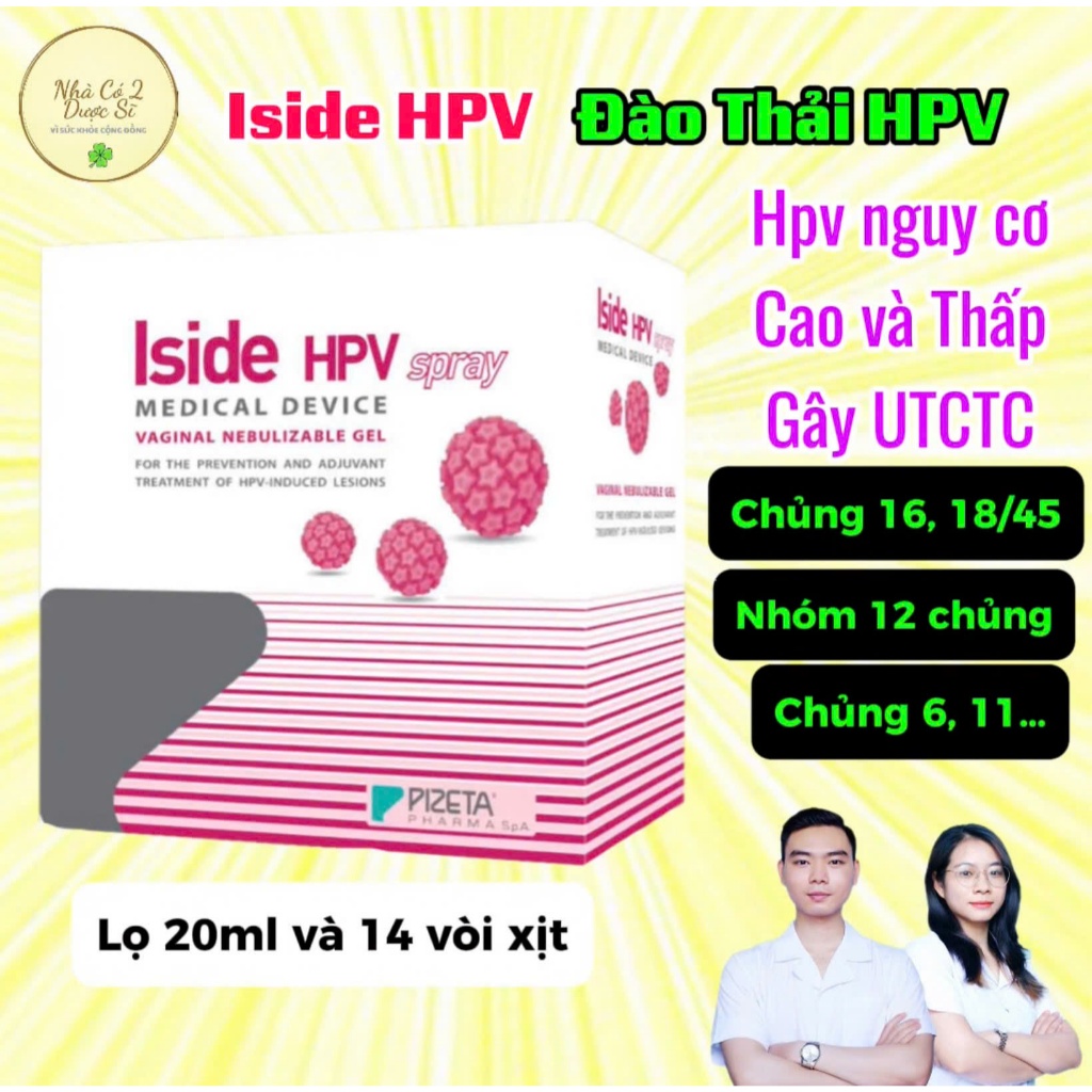 [Che Tên] Gel xịt Iside HPV - Hỗ Trợ Tăng Đào Thải HPV - Nhập Khẩu Chính Hãng - Hộp 1 Bình Xịt Và 14