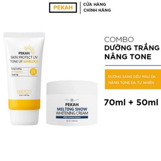 COMBO Kem Dưỡng Trắng PEKAH Melting Snow Whitening Cream 50ml & Kem Chống Nắng PEKAH Skin Protect UV Sunblock 70ml