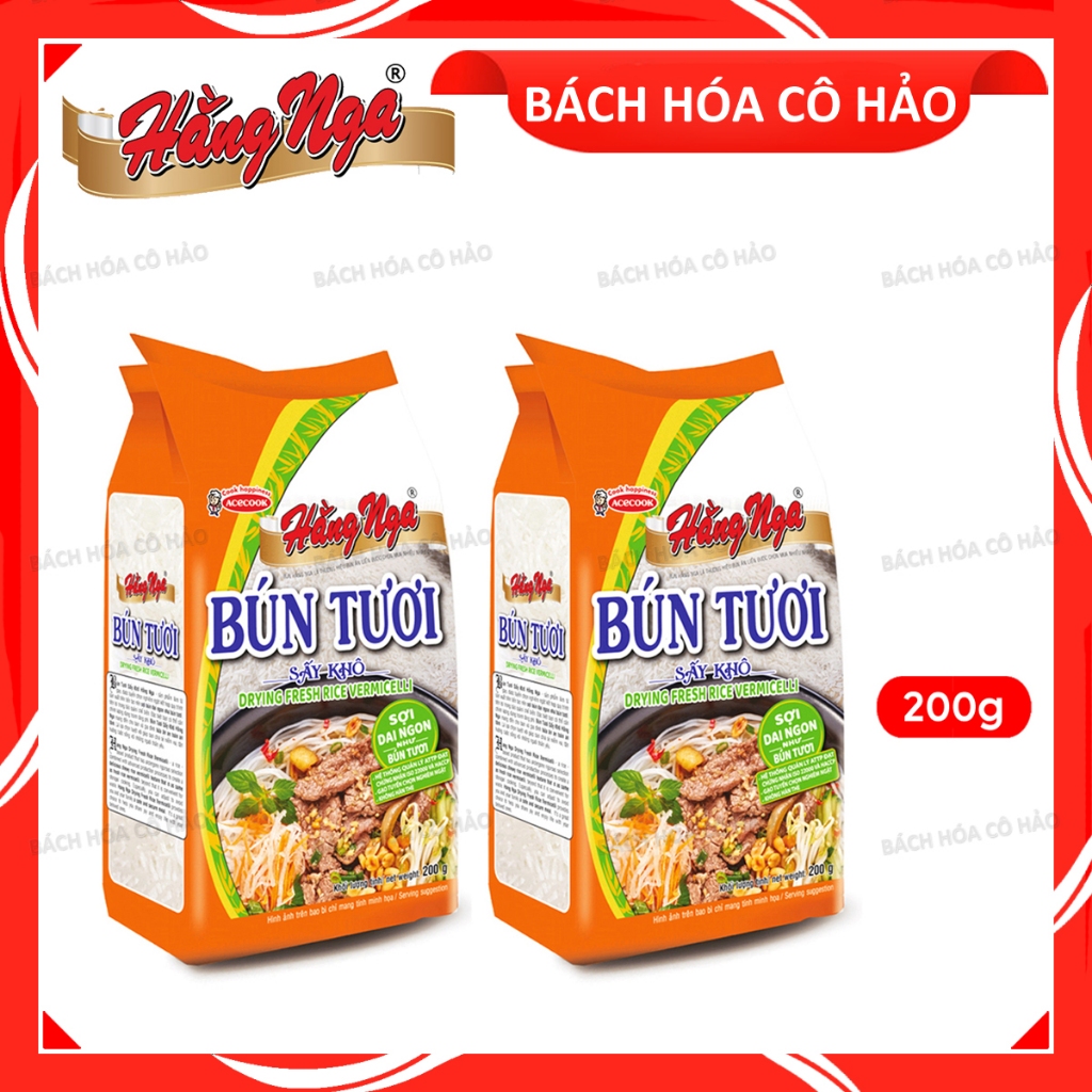 COMBO 2 GÓI BÚN TƯƠI SẤY KHÔ DRYING FRESH RICE VERMICELLI HẰNG NGA ACECOOK 200 GRAM