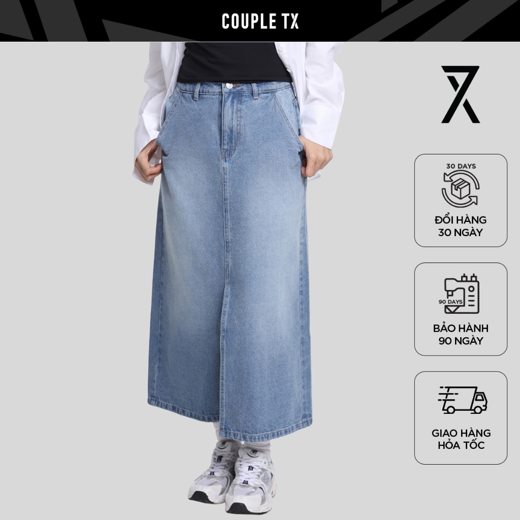 Chân Váy Jean Dáng Dài Couple TX Midi Form Chữ A Couple TX WSK 2033