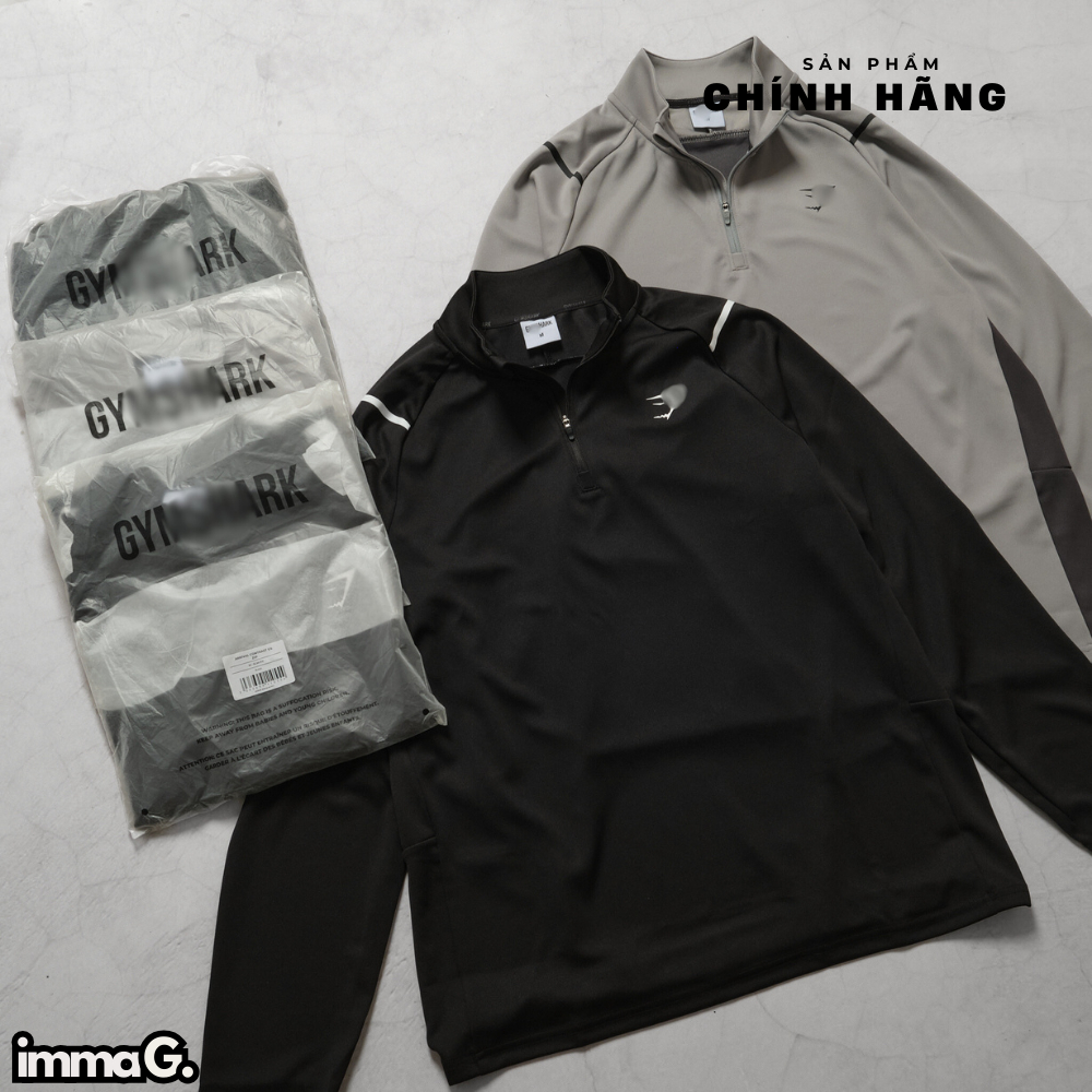 CHÍNH HÃNG | Áo Dài Tay GYMSHARK Arrival 1/4 Zip, Áo Tập Gym, Chạy Bộ Giữ Nhiệt Nhẹ, Form Slimfit Tô