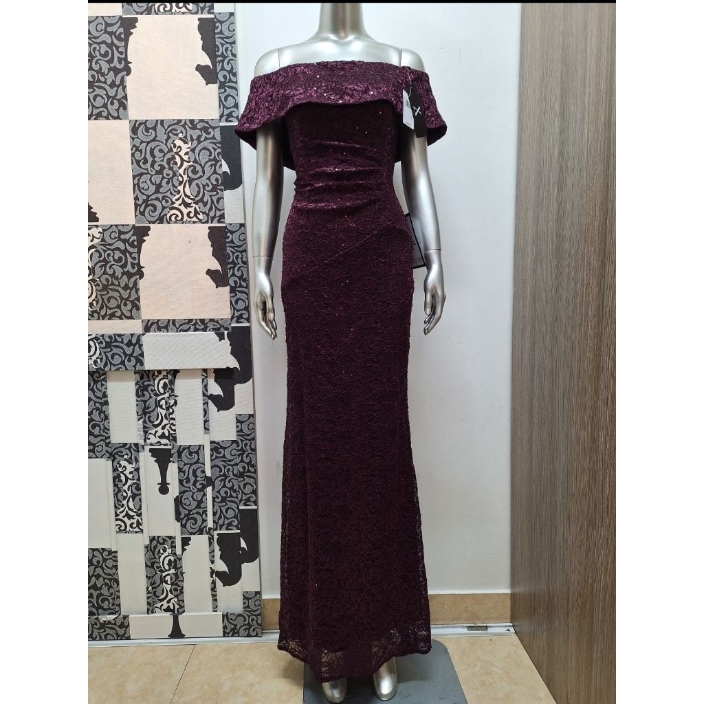 Đầm dự tiệc trễ vai vnxk dư XSCAPE size 6(N90-95,E74-79)