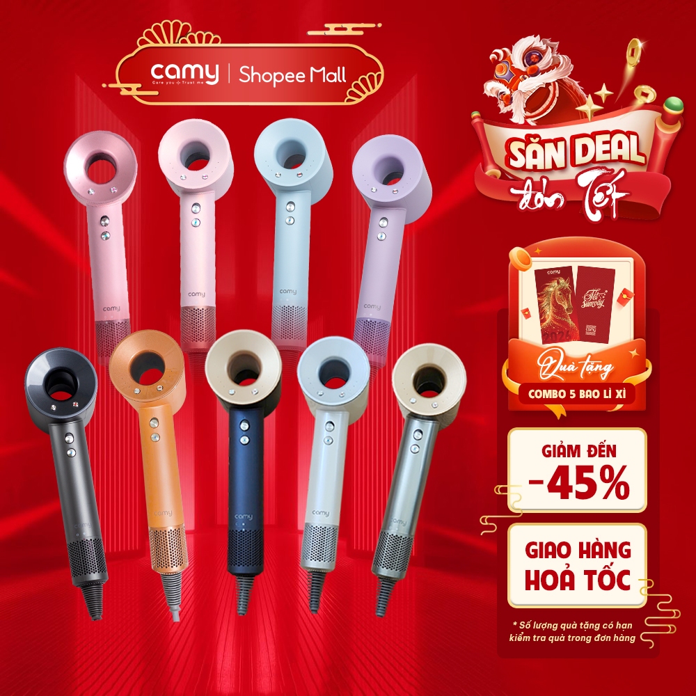 Máy sấy tóc ion âm Camy Air Power tốc độ cao 1600W BH 12 tháng tạo kiểu bảo vệ tóc 2 chiều nóng lạnh