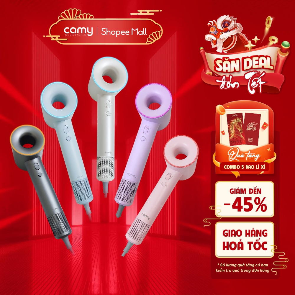 Máy sấy tóc ion âm Camy Cloud Wave 2 chiều nóng lạnh tốc độ cao 1600W, bảo vệ tóc bảo hành 12 tháng