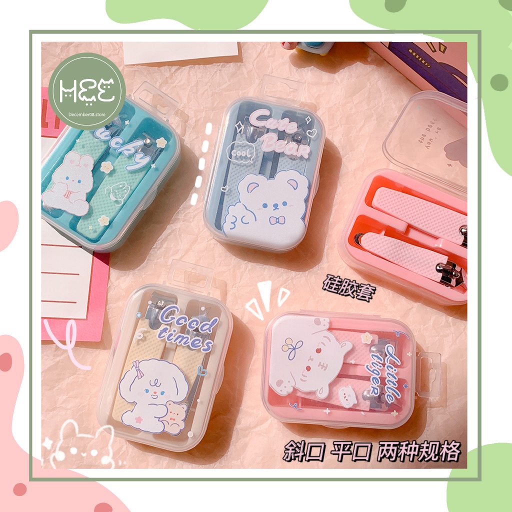 [V0062] Set 2 bấm móng tay bằng thép không gỉ có hộp in họa tiết hoạt hình December08.store
