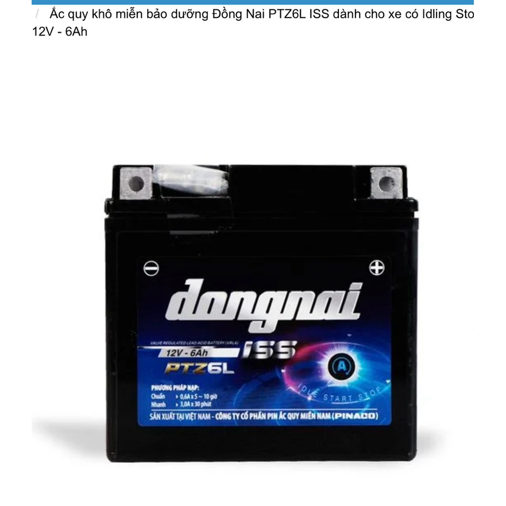 Bình ắc quy khô Đồng Nai PTZ6L ISS