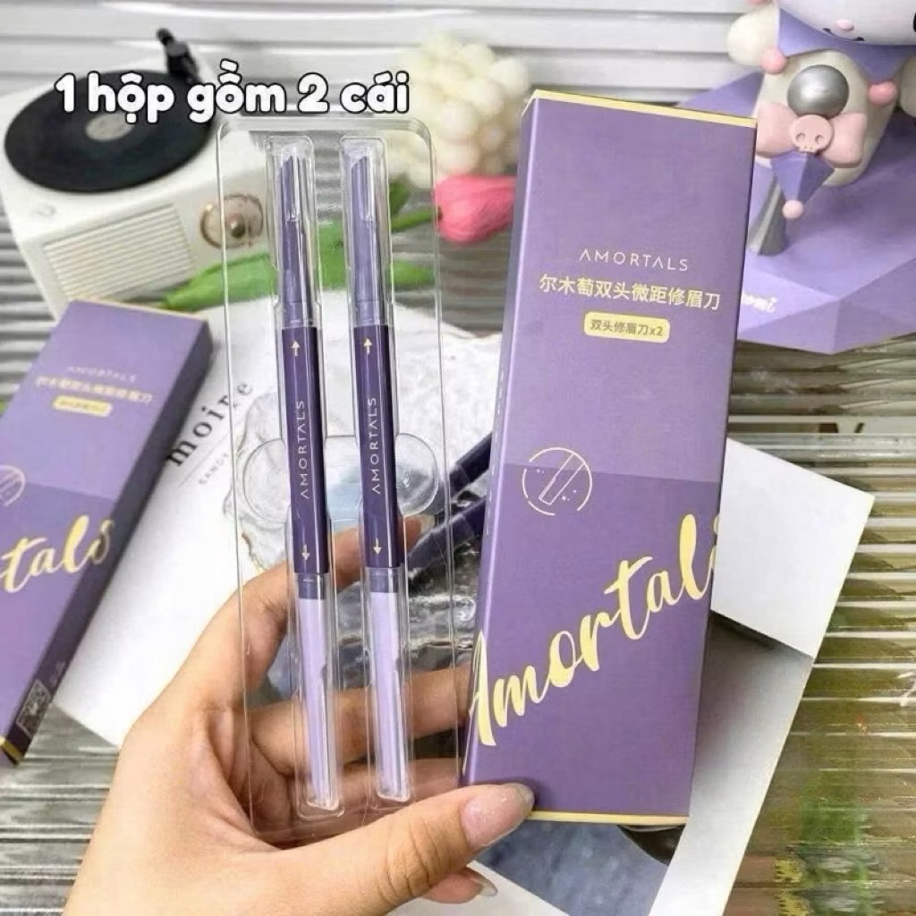 Bộ Dao Cạo Lông Mày AMORTALS Hai Đầu Tiện Dụng Dao cạo lông mày tỉa lông mày cạo râu tiện lợi