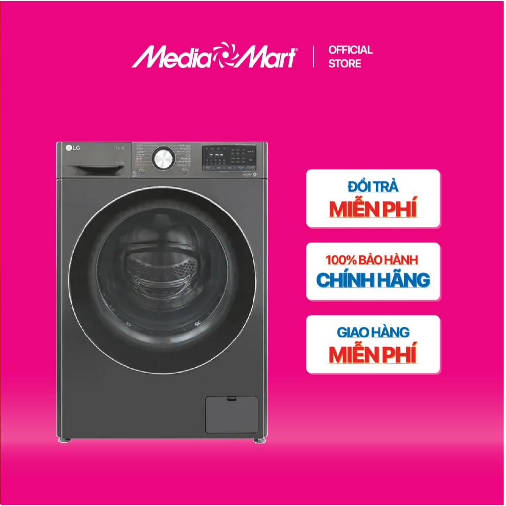 [MediaMart-FREESHIP] Máy giặt sấy LG Inverter giặt 11 kg - sấy 7 kg FV1411D4B