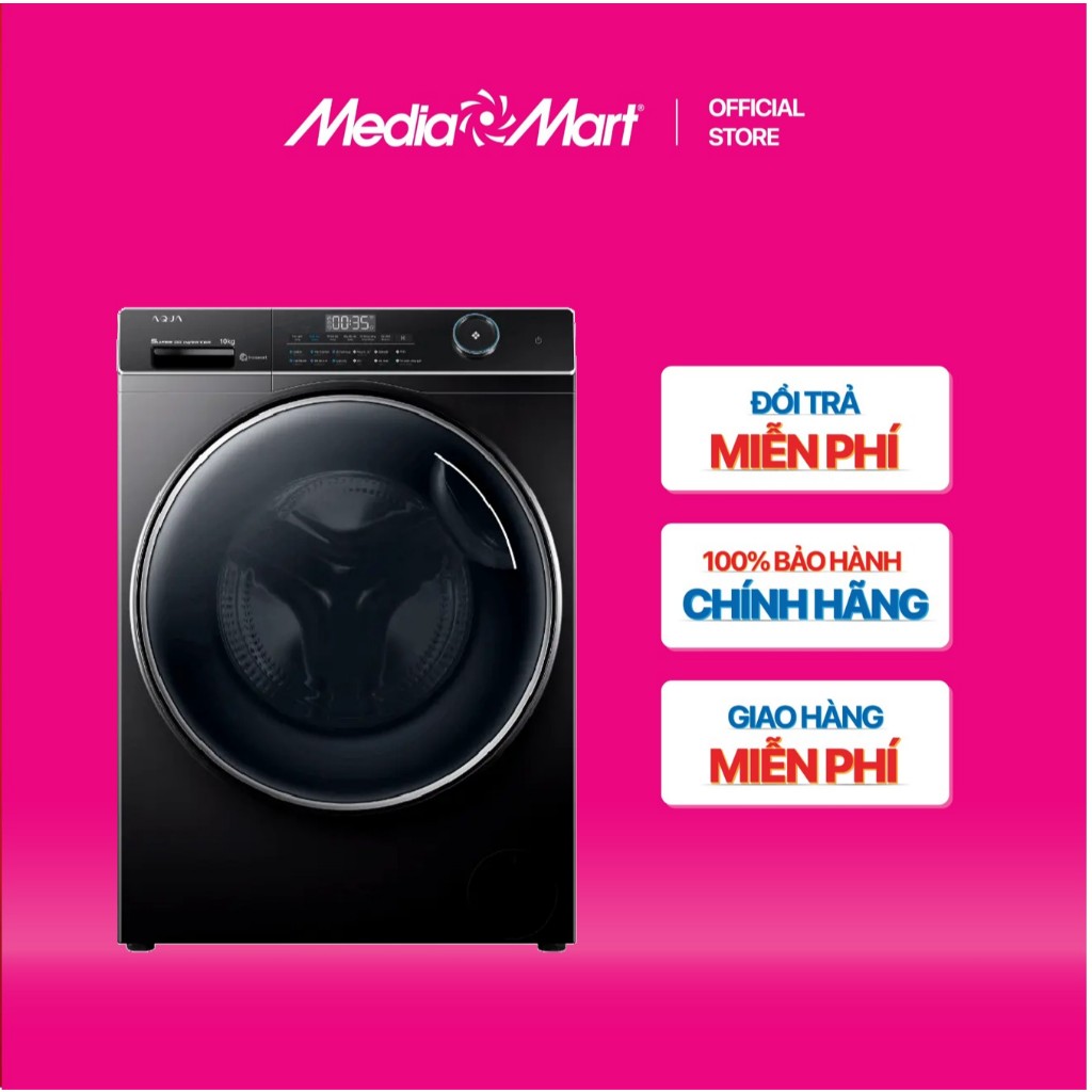 [MediaMart-FREESHIP] Máy giặt lồng ngang Aqua Inverter DD 10Kg AW10-B4959U1K(B)