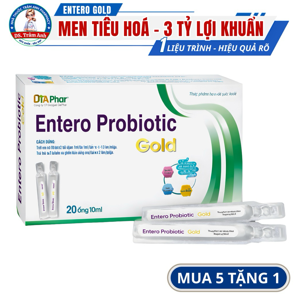 Men Tiêu Hóa Cho Trẻ Em Entero Gold DTA – Bổ Sung Lợi Khuẩn, Giảm Rối Loạn Tiêu Hóa (20 Ống)