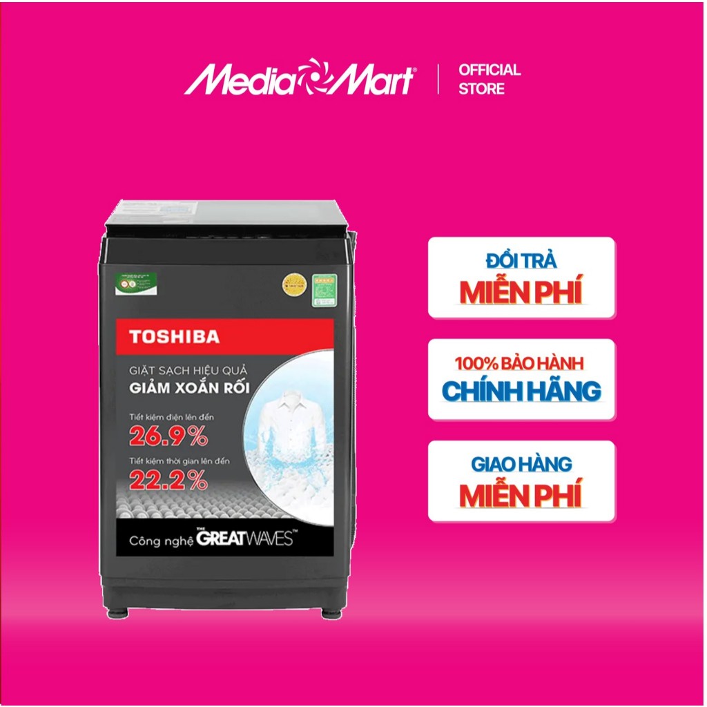 [MediaMart-FREESHIP] Máy giặt Toshiba Inverter 9.0 kg AW-DK1000FV(KK)