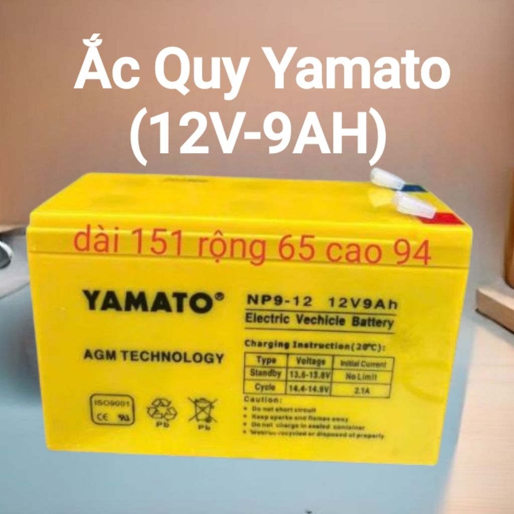 Ắc quy yamato xe điện trẻ em NP9 (12V-9Ah) dùng cho đèn quạt, loa kéo,cửa cuốn,ups,camara,bình phun 