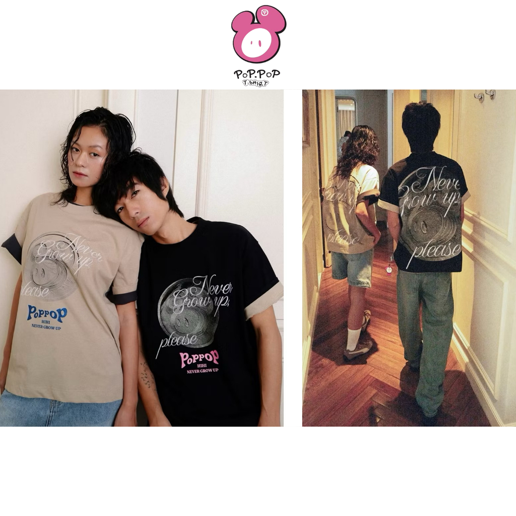 𝐏𝐎𝐏𝐏𝐎𝐏 𝐇𝐈𝐇𝐈 | ÁO THUN POPPOP HIHI MASCOT SAND / 2 COLOR